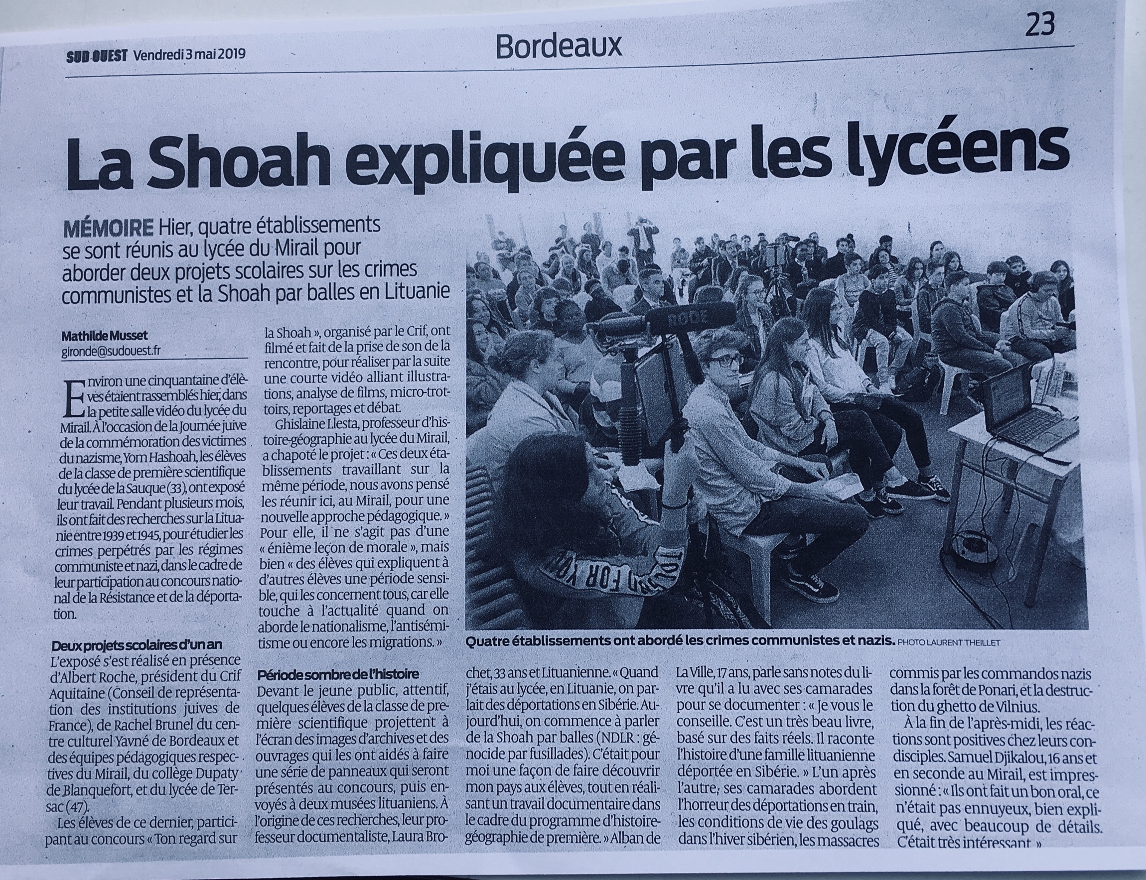 journal Sud-Ouest, vendredi 3 mai 2019
